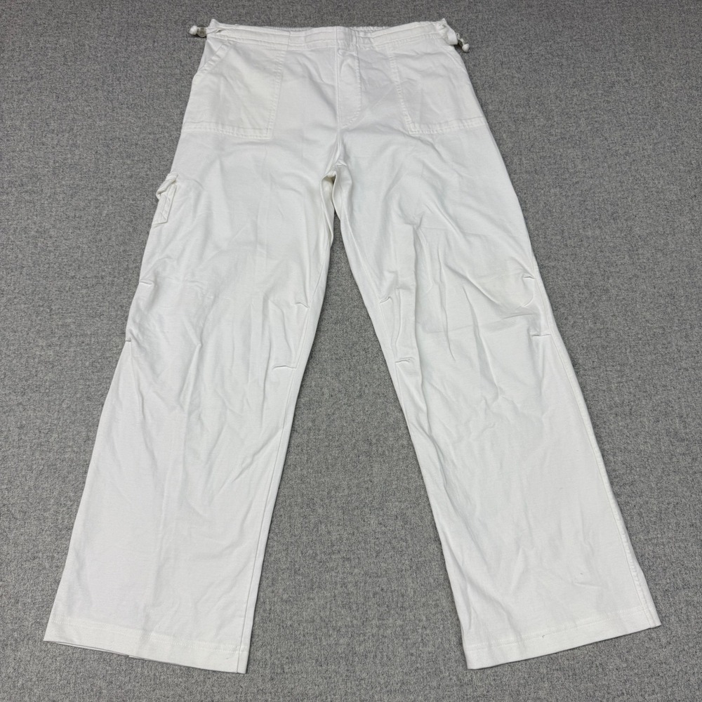 Dimensione Danza Techno Cargo Pants L White Cotton Drawstring Utility Relaxed